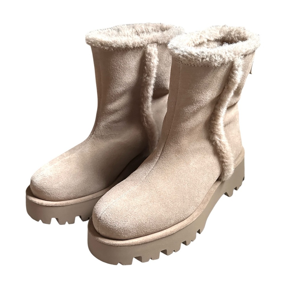 Zara Faux Fur Suede Ankle Boots